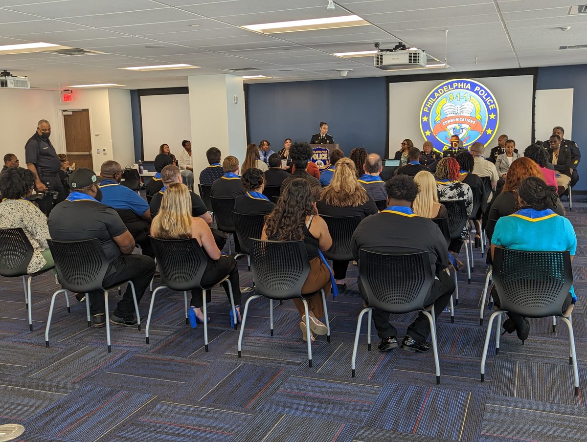 PPDCommish's tweet photo. Congratulations to PPD Police Communications Dispatcher Class #64 on their graduation from training! Thank you for answering your city's call to service, and best of luck in your new careers. #HonorIntegrityService #FirstOfTheFirstResponders https://t.co/8VsjMSC5Zv