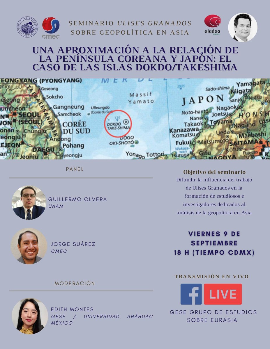 de_eurasia's tweet photo. ¡Es hoy! No se pierdan la mesa inaugural del #Seminario "Ulises Granados" sobre #geopolítica en #Asia
Participan colegas del @cmec_mx
El seminario se realiza en alianza con la Asociación Latinoamericana de Estudios de Asia y África #ALADAA
https://t.co/KUlVTeFIMN https://t.co/Mc1y0ao82p