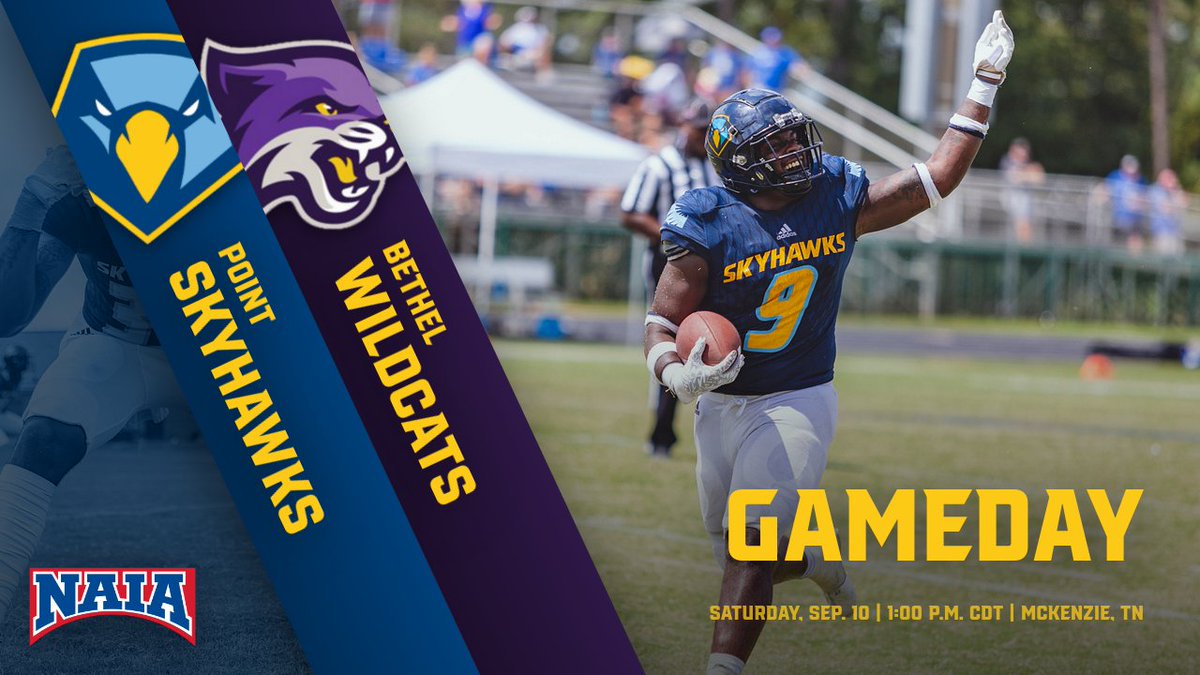 🏈| #GAMEDAY 

<a href="/PointFootball/">Point University Football</a> travels to McKenzie, TN, to face Bethel in a nonconference matchup. 

🆚 <a href="/BUWildcats/">Bethel Athletics</a> 
📍   McKenzie, TN
⌚️ 1 PM CT
📈 bit.ly/3Qy2G59
🎥 bit.ly/3BuSSVu
🎧 bit.ly/3L2DKle
🎟 bit.ly/3Rzv207

#TogetherWeFly