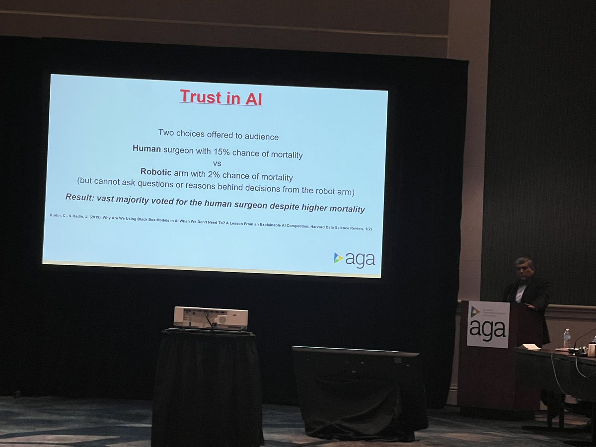 Scopesdoc's tweet photo. Despite potential lower mortality, many patients would prefer the human surgeon! Long way to@go for AI adoption and many questions to answer @AmerGastroAssn #GITwitter https://t.co/u1mW0qlIzi