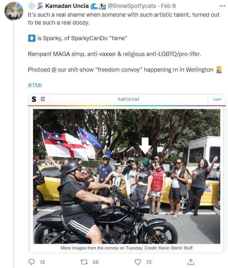 ChocoMingo's tweet photo. I like to add that this Xavier guy appears to still be friends with SparkyCanDo, a NZ fursuit maker who's a far-right wacko. Not only has she not changed, she even supported that Fashcon

Regardless of opinions on the Queen, knowingly being buds with a fascist is a HUGE red flag https://t.co/hrGA0oJ6Mr