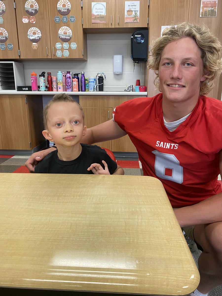 Brantley’s favorite player is Tate so Tate made a surprise visit today.