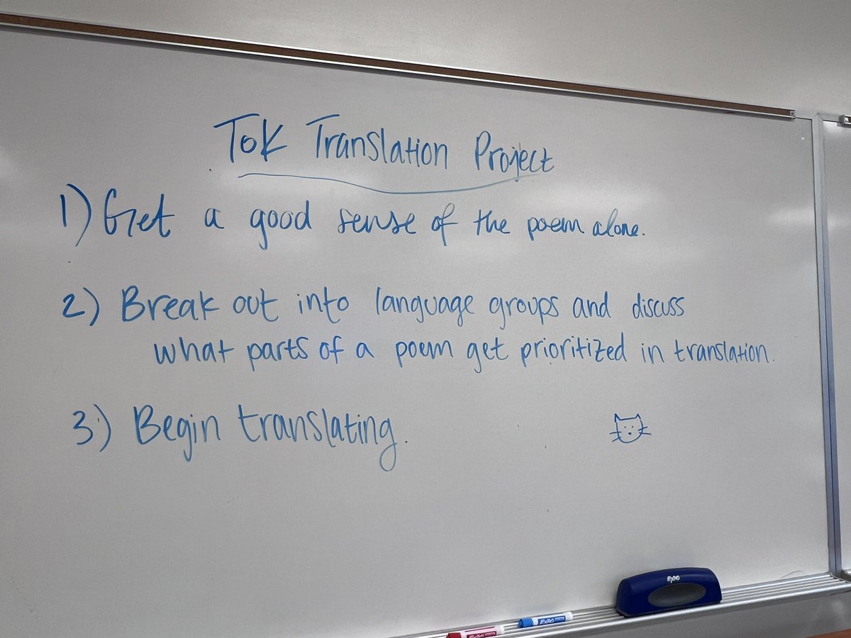 MrsChristinKey's tweet photo. Super fun visit to Mr. Azmat’s TOK class!  Students were engaged with translating an ee Cummings poem into another language. Loved the collaboration, creativity and freedom the students were given with the assignment!

#westwoodib #tok #wearewestwood https://t.co/mGSUGCOpS8
