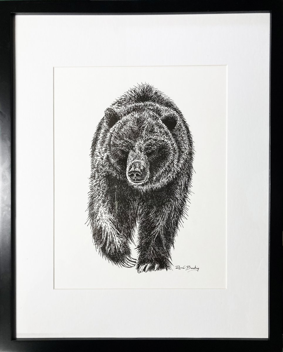 explorewithrene's tweet image. #Grizzlybear #illustration I completed over the #summer and gave as a #weddinggift to my good #friend