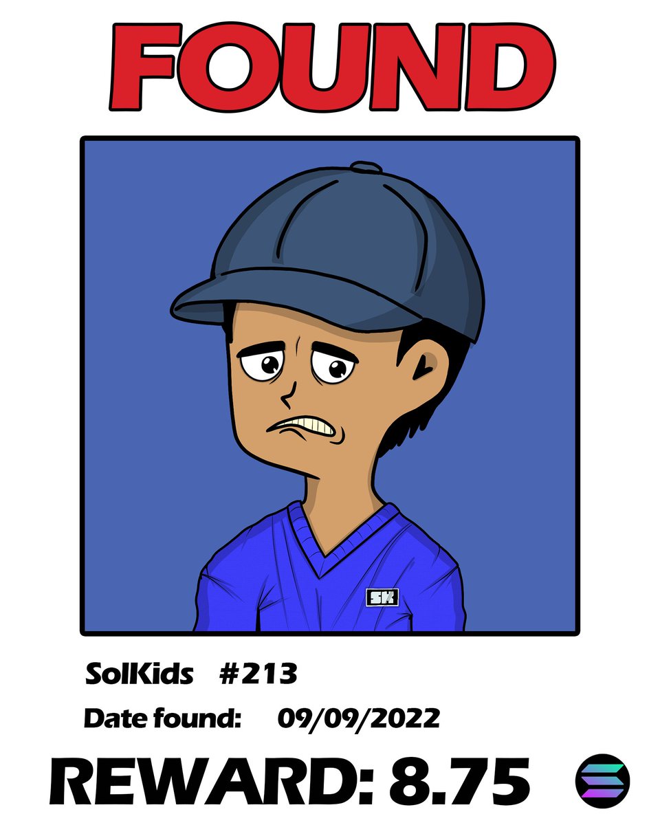 Our 2nd batch of Missing SolKids have been found with 32.75 $Solana in prizes just paid out. 

🆘If you want to join the rescue efforts head over to solkids.io/mint for your lucky chance at a big prize!

🎁Congrats to the Winner🏆

solscan.io/tx/5QdJX9JAAUJ…
#NFTCommunity
