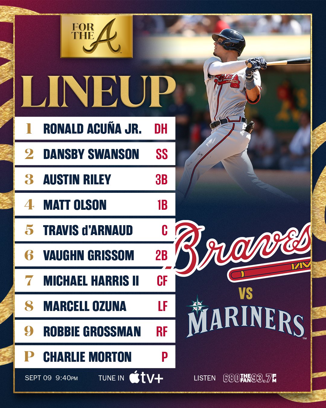 Atlanta Braves on Twitter "Here's how the Braves will line up tonight