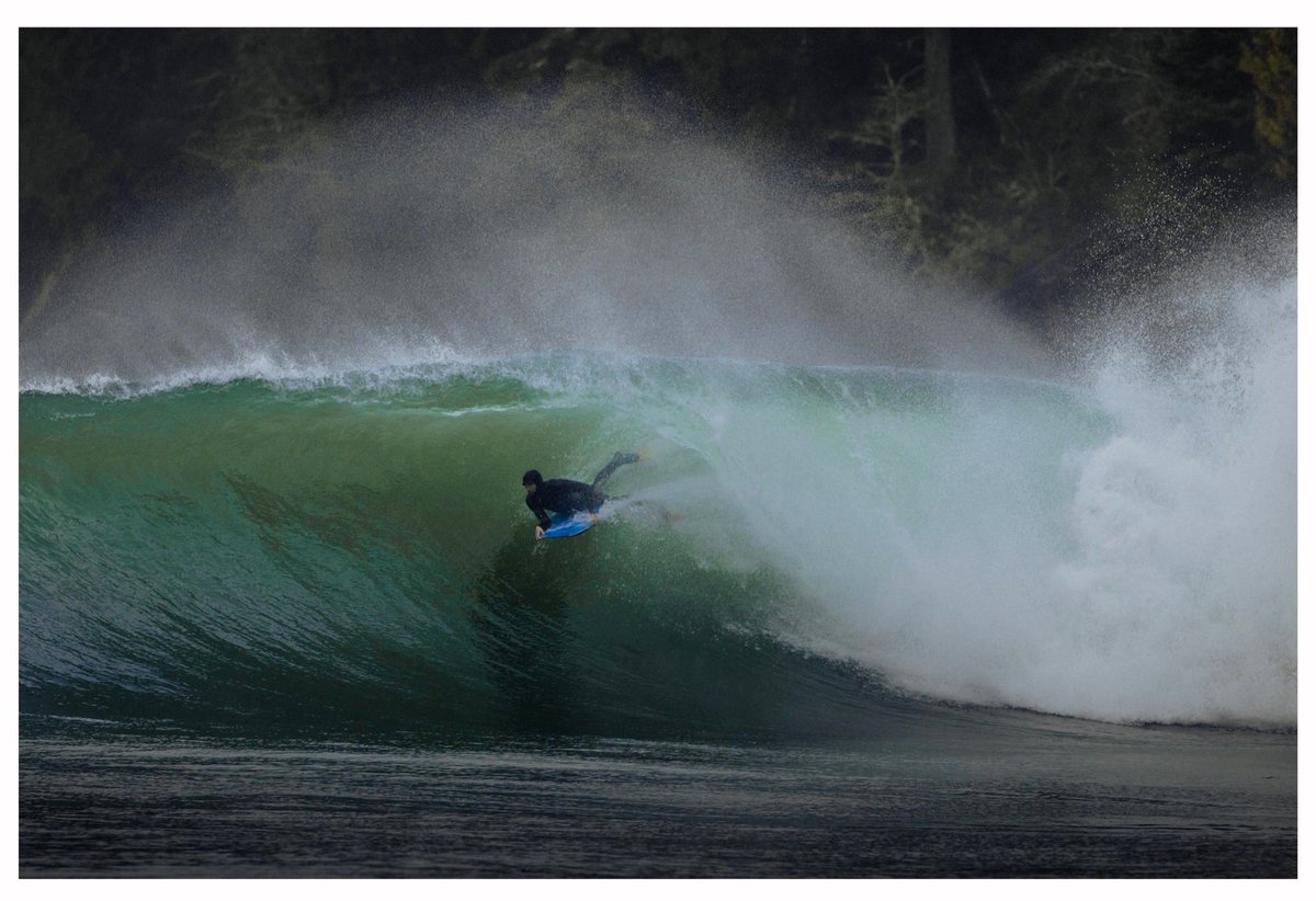 Curtis threads the needle on a Vancouver Island wave.
