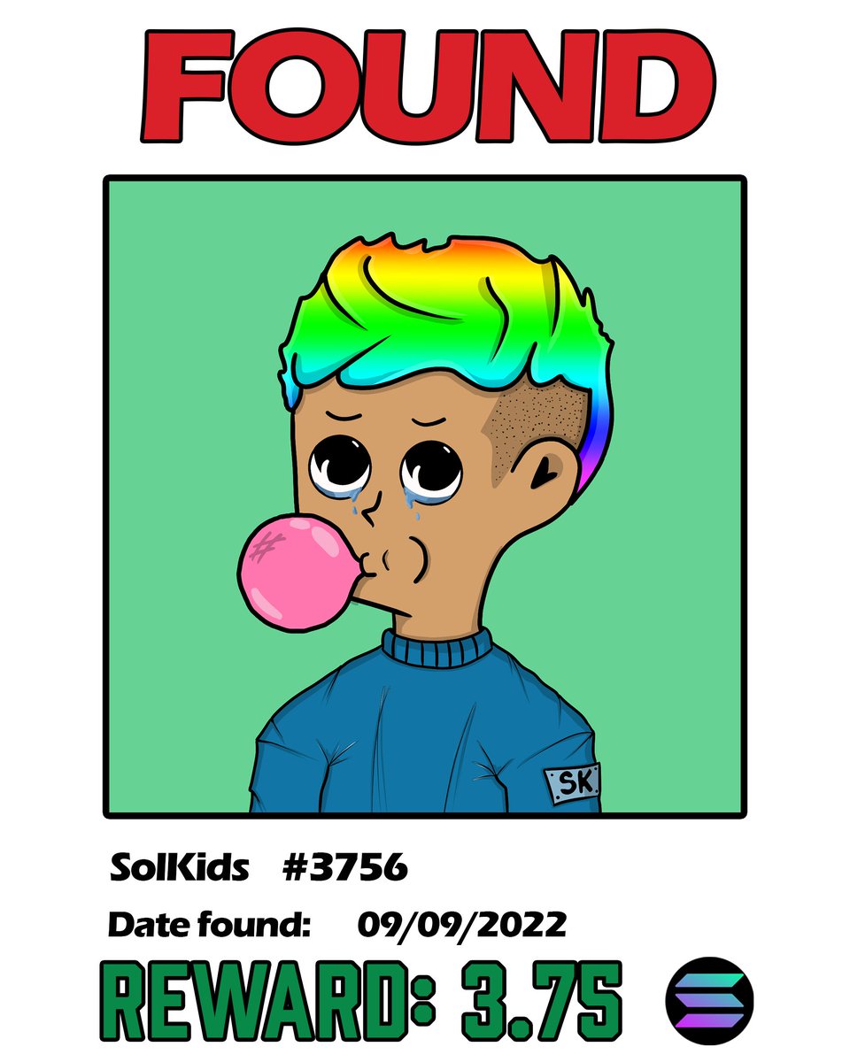 Our 2nd batch of Missing SolKids have been found with 32.75 $Solana in prizes just paid out. 

🆘If you want to join the rescue efforts head over to solkids.io/mint for your lucky chance at a big prize!

🎁Congrats to the Winner🏆

solscan.io/tx/4dW8q5cEsHa…

#NFTCommunity