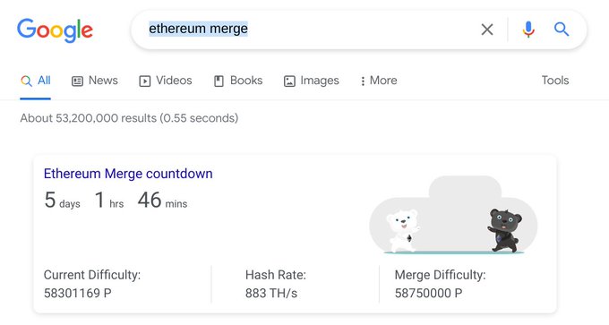 Google Is Counting Down to Ethereum Merge with 'Easter Egg' on Search Engine - Decrypt