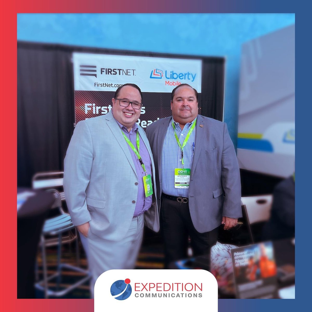 ExpeditionComm1's tweet photo. Today our Director of Sales, Jose Abril, is at CIO &amp; IT in San Juan, PR, representing Expedition and engaging with sector leaders to discuss the role of IT as an engine of innovation and economic development for the Island.  

Here are Jose and Wilfredo Pereira from ATT First Net https://t.co/T5xDvnxQms
