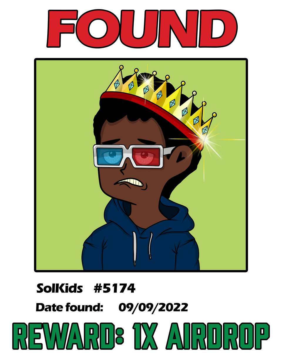 Our 2nd batch of Missing SolKids have been found with 32.75 $Solana in prizes just paid out. 

🆘If you want to join the rescue efforts head over to solkids.io/mint for your lucky chance at a big prize!

🎁Congrats to the Winner🏆

solscan.io/tx/4eiq7Sh5emu…
#NFTCommunity