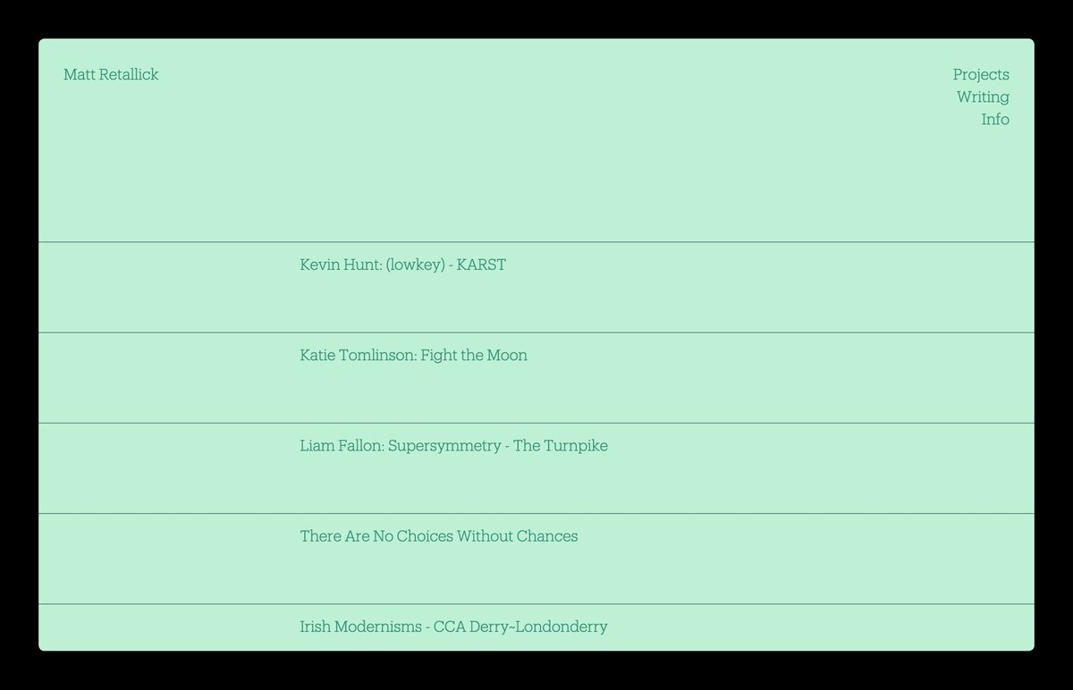 nullgrip's tweet image. Website for independent curator and art historian Matt Retallick to document his curatorial roles and select writing → matthewretallick.co.uk