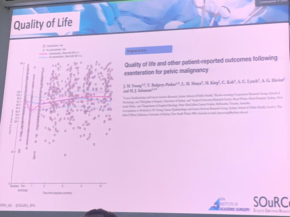 Prof Solomon presenting his impressive &gt;40% 5yr survival after pelvic ex for malignancies. it is no coincidence but the result of hard work, passion, dedication and teamwork. An inspiring leader in colorectal surgery