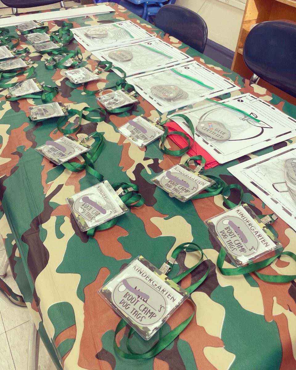 FTSD_Johnson's tweet photo. Our first week of kindergarten ended with a super fun day in BOOT CAMP! We learned how to use crayons, pencils, scissors, and glue! @FTSD_Roebling https://t.co/Hq7xCAyLuj