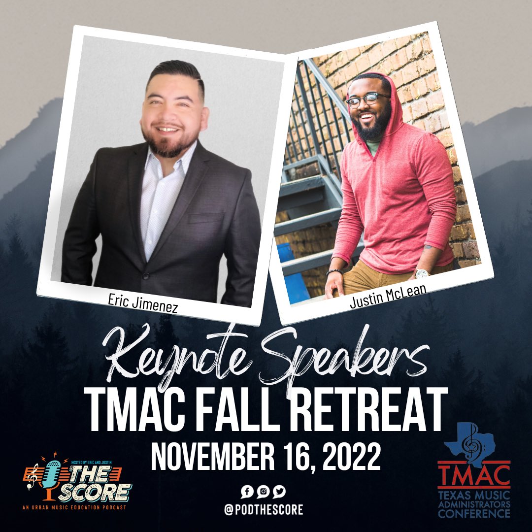 podthescore's tweet photo. We are excited to announce! 📣 

Eric &amp; Justin have been asked to be the keynote speakers at the 2022 TMAC- Texas Music Administrators Conference, Fall Retreat!

#musiced #musiceducation #texas https://t.co/lqts3Do1uJ