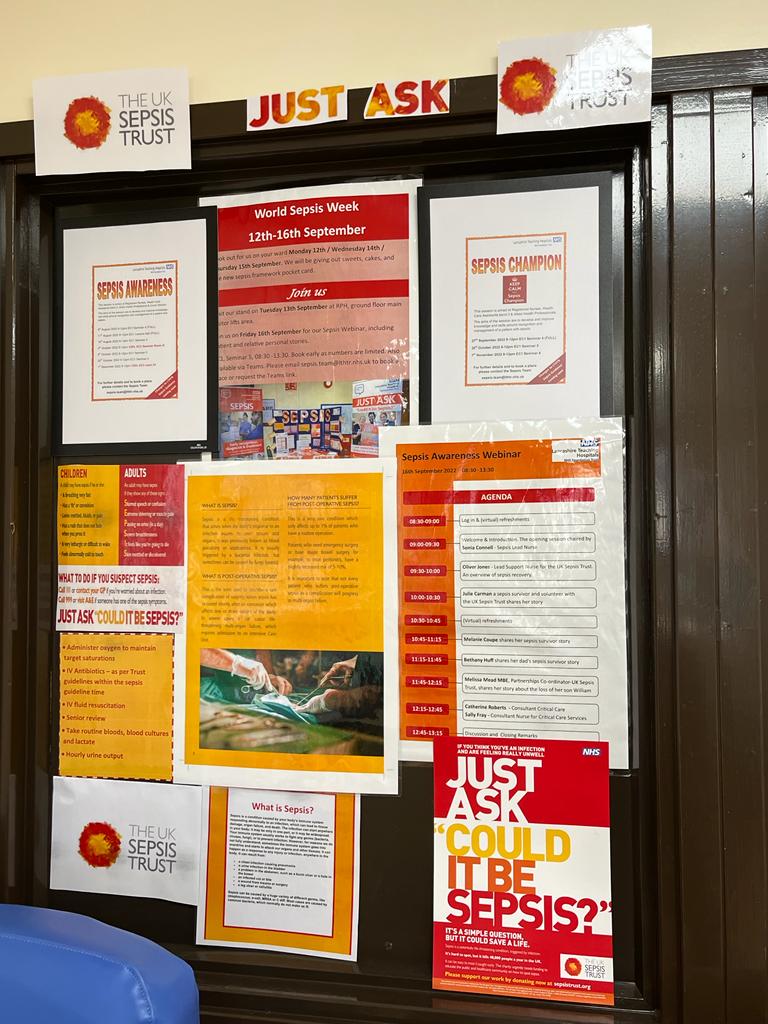EnhancedUnit's tweet photo. Join us for world sepsis week 12th-16th September @LeylandWard @SurgicalCdhUnit
#worldsepsisweek #teamsecu #sepsisawarenessmonth https://t.co/atwk56EPrA