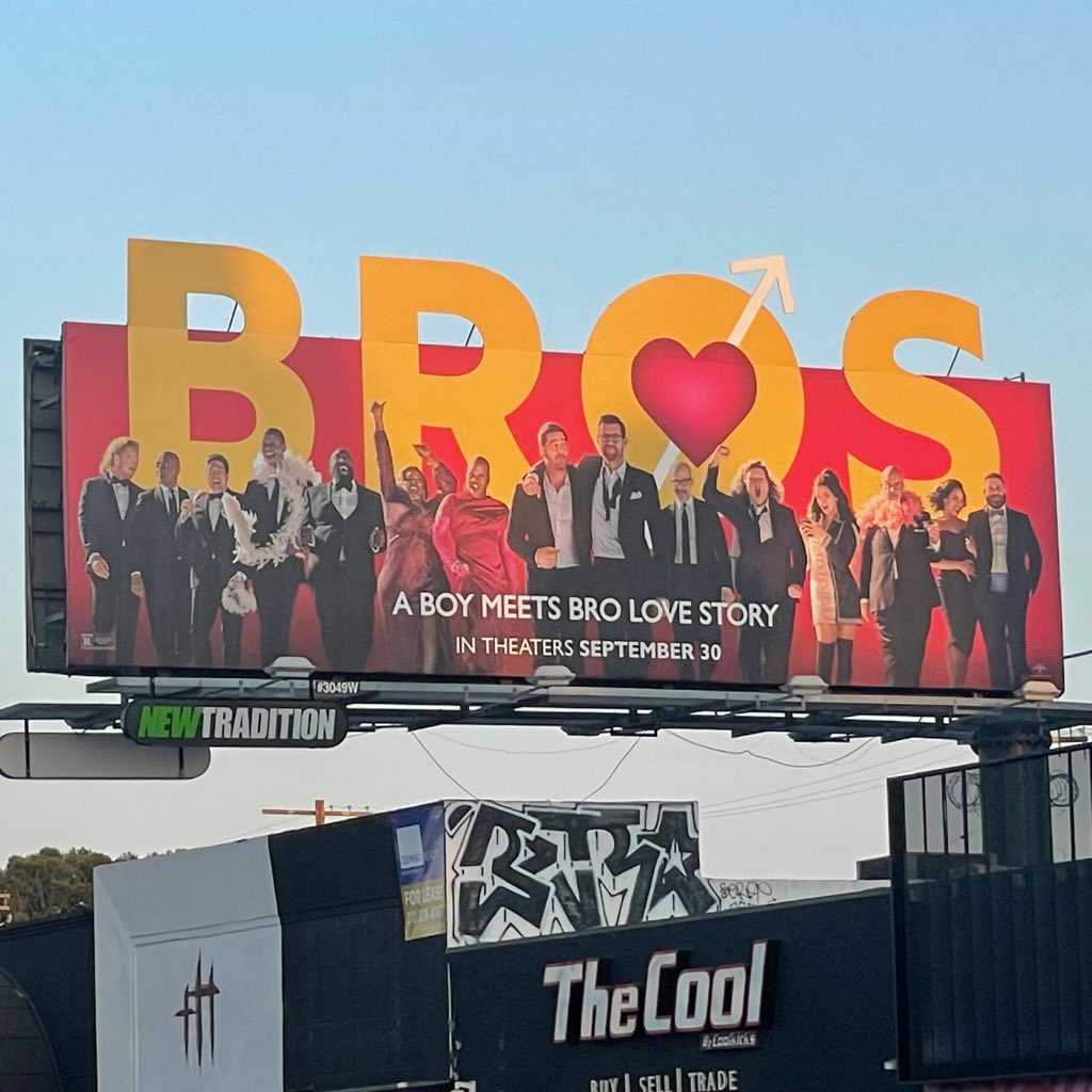 billyeichner's tweet photo. The hilarious, gorgeous, all LGBTQ+ cast of BROS flying high above LA! @lukemac_BROS! @TsMadisonatl1! @lawrenceatl! @guybranum! @guillermodiazyo! Monica Raymond! @the_symonee! @dotmariejones! Jim Rash! @EveLindley! @JCov1! Peter Kim! @dlocokid! Becca Blackwell! GO BROS! ❤️🌈 https://t.co/uWrHL4QCMk
