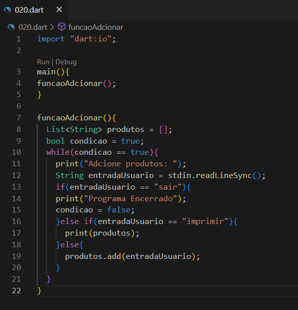pixelpreto's tweet photo. Day 92 of #100DaysOfCode 

Lista de compras pt2:
- Utilizando uma função para add os itens;
- Assim, o código fica mais organizado.

#Dart #Flutter #VSCode #Coding #Programming #Code #Developers #Tech #SideProject #LearningHowToCode https://t.co/IyQQv4FeVn