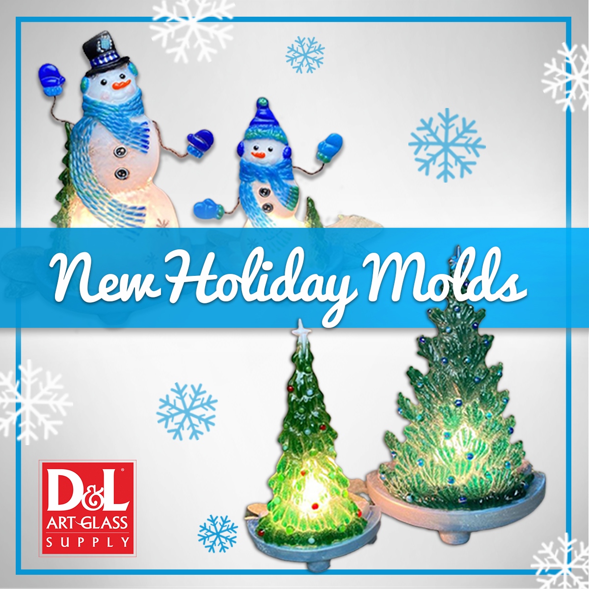 DLARTGLASS's tweet photo. Get in the holiday spirit with these beautiful Christmas Molds - NEW Winter Holiday Molds in Stock Now!

FUS LF236 - Small Snowman
FUS LF237 - Large Snowman
FUS LF238 - Small Tree
FUS LF239 - Large Fir Tree

#glasslife #artglass #glassart #keepitglassy #fusedglassart #fusingmolds https://t.co/m8S4fhmdS9