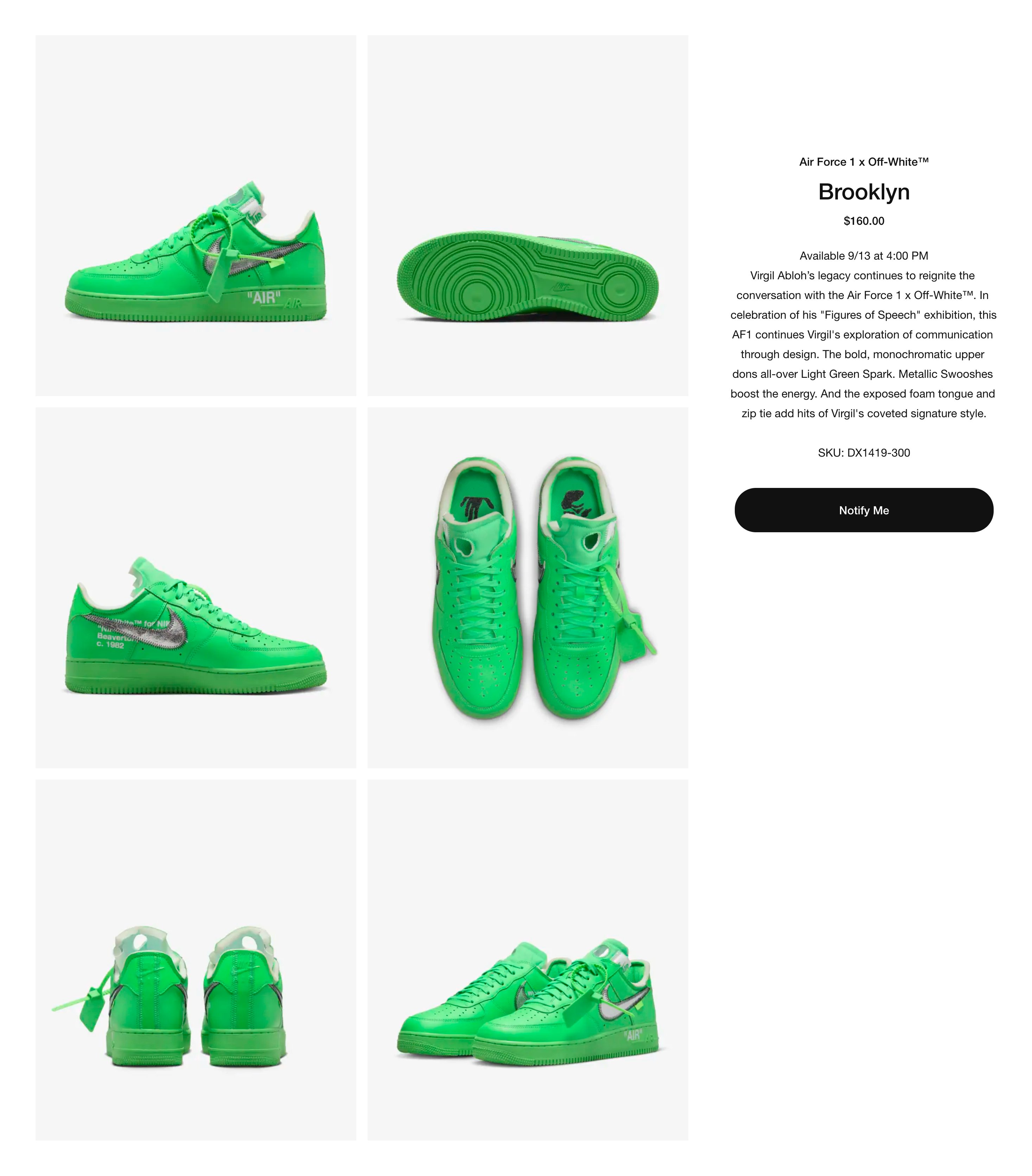 Off-White x Nike Air Force 1 Low Green Spark