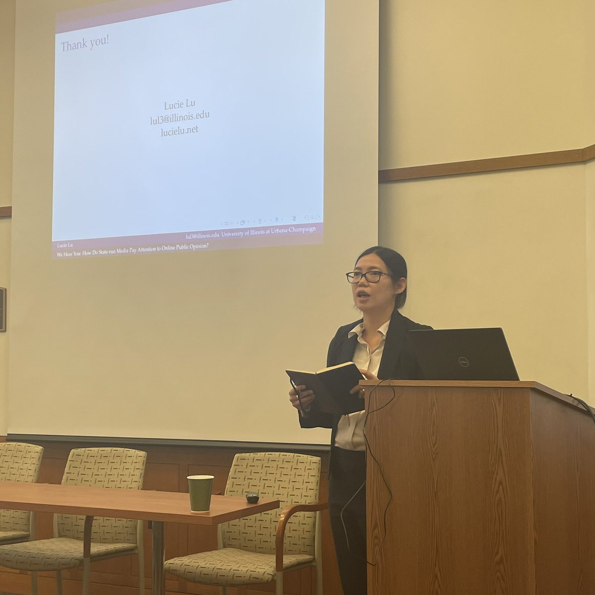MSWinters1's tweet photo. Great job by @IllinoisPolSci PhD students @LucieLu_az @ITuhtasunov @younghyunlee52 presenting today in our annual exchange with @WUSTLPoliSci — we appreciate the hospitality and the fun exchange of ideas! https://t.co/84WMeq2xXP