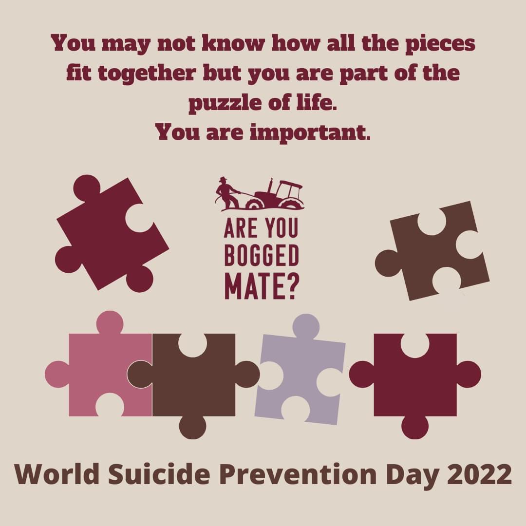 Are You Bogged Mate? (@ruboggedmate) on Twitter photo Today is World Suicide Prevention Day. 
76% of suicides in Australia are men.
Tell the blokes you care about how important they are. 
#areyouboggedmate 
#worldsuicidepreventionday2022 Today is World Suicide Prevention Day. 
76% of suicides in Australia are men.
Tell the blokes you care about how important they are. 
#areyouboggedmate 
#worldsuicidepreventionday2022