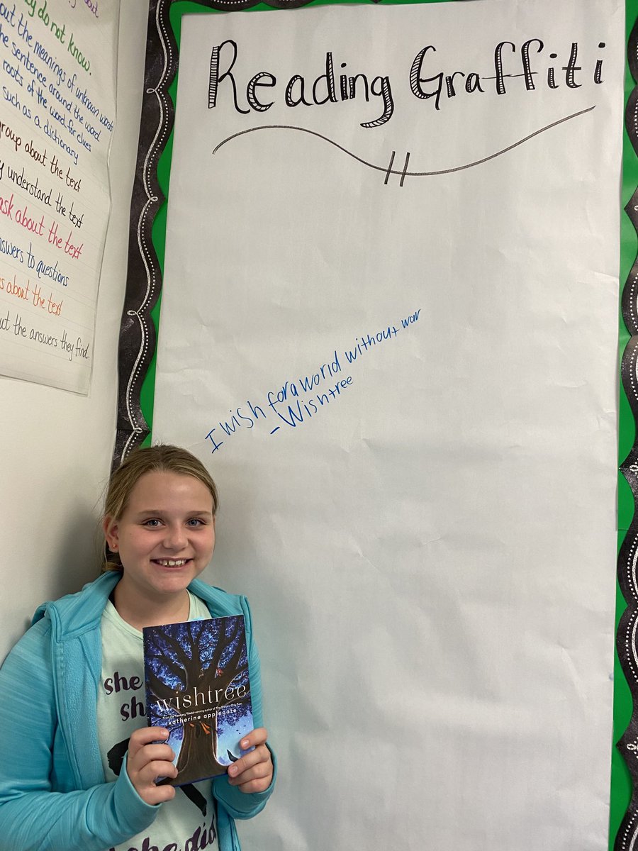 First quote on the reading graffiti wall this year!  ⁦<a href="/pgesflyers/">Pleasant Grove Elem</a>⁩ ⁦<a href="/PGES5th/">PGES 5th Grade</a>⁩ ⁦<a href="/kaaauthor/">Katherine Applegate (kaaauthor.bsky.social)</a>⁩