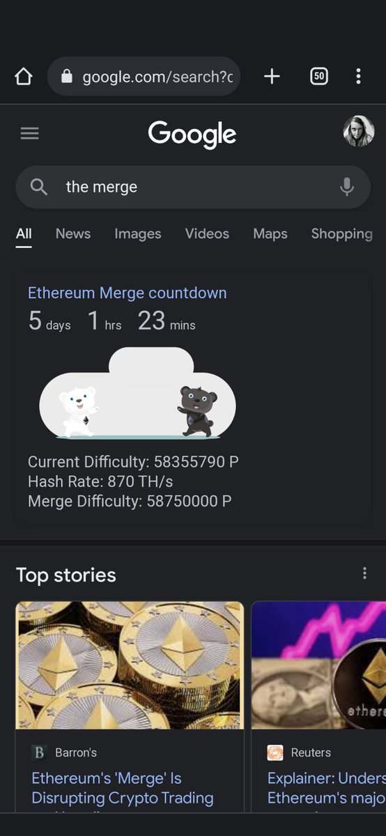 A great little Easter egg from <a href="/Google/">Google</a>!

The merge is coming in just 5 days (and 1 hour 23 minutes)!!