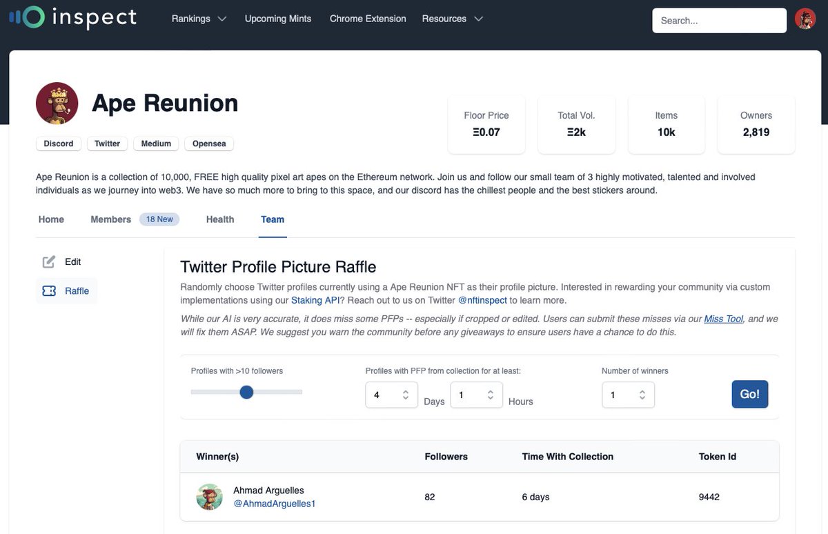 🧵𝕷𝖊𝖌𝖊𝖓𝖉 𝕲𝖆𝖚𝖓𝖙𝖑𝖊𝖙 v.2.1 Day 5 of 11 will be underway later today...in the meantime we will be rewarding contestants periodically...🥳 

If you set your PFP as an #ApeReunion #NFT in the last 5 days you were eligible for this win which we used <a href="/nftinspect/">Inspect DAO</a> to award 🎉