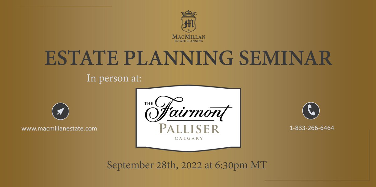 MacMillanEstate's tweet photo. Our live seminars are back in Calgary. Join us for a night of wine and cheese while enjoying our in-person Estate Planning Seminar.

Register at: https://t.co/9kloyrKCE0.

#EstatePlanning #CalgaryEvents #YYCEvents https://t.co/YxfkcT8TLw