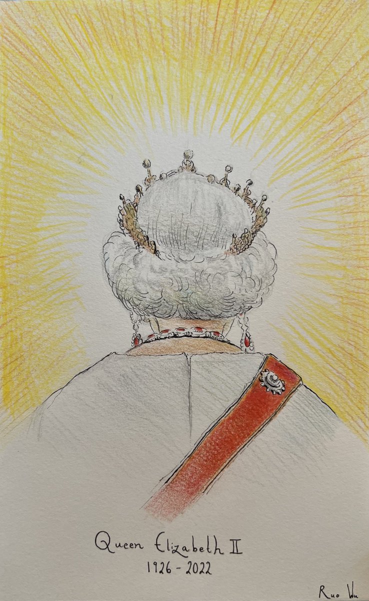 RuW108's tweet photo. To our beloved Queen Elizabeth II. This sketch is dedicated to you. We will forever treasure you in our hearts. Rest in peace our queen 💛
 #thequeen #RIP #ElizabethII #art #sketch https://t.co/KjqJfq8kB8