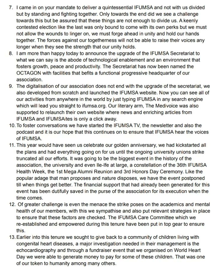 Ifumsa43rd's tweet photo. My Farewell speech today as I bow out after a long 13 months of service. https://t.co/1knXk5Mczw