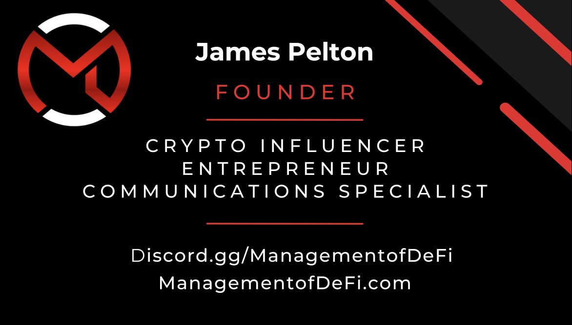 mgmtofdefi's tweet photo. @JamesPelton18  has joined Management of Defi as a Founding Partner. We are pleased to welcome James to the team. James will be essential in helping the security of our global community. https://t.co/hBIfFcly6Z