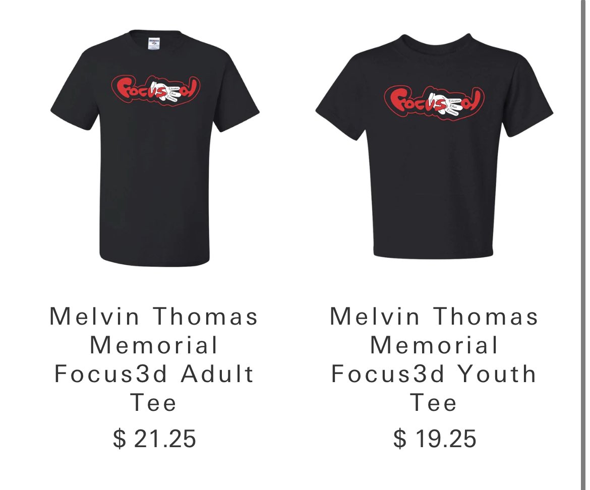 Shirts are available at JupeMode for anyone who wants one. A portion of the proceeds will go toward <a href="/Focus3d23/">Melvin Thomas</a> Memorial Event in the future. 
Focus3d FALL League 

jupmodesupply.com/collections/me…