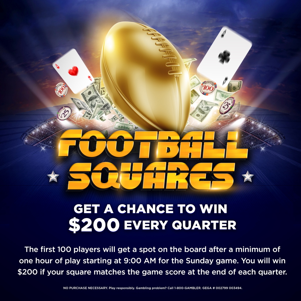 HUSTLERCASINOLA's tweet image. FOOTBALL Season is here! Get a chance to win $200 Every Quarter during the Sunday games. 🏈 #FootballPool #FootballSquares #HUSTLERCasino