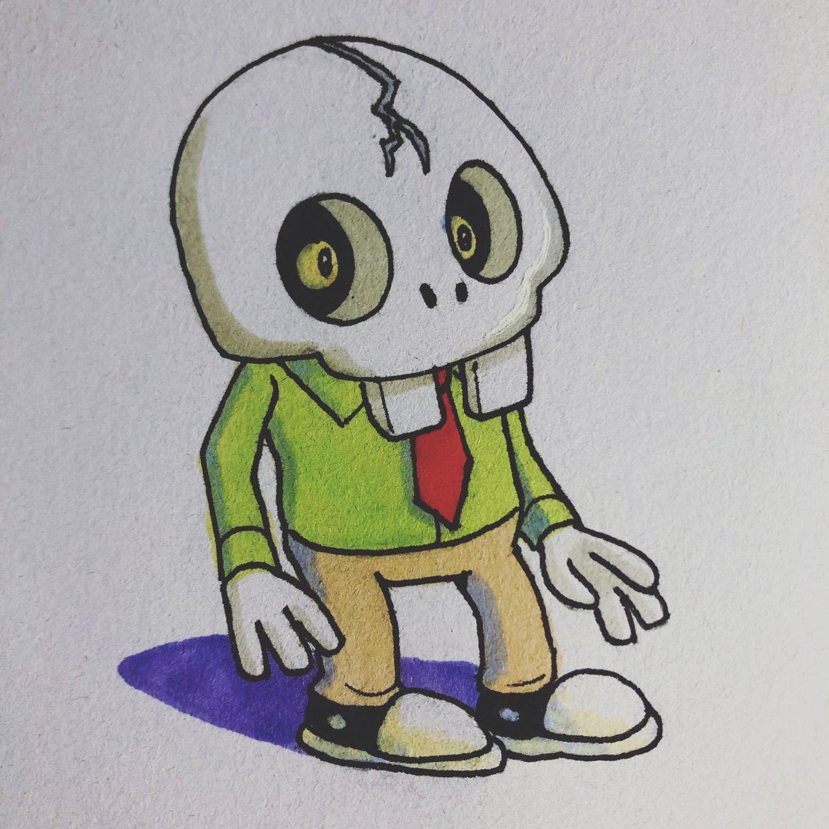 wrangleshank's tweet photo. Bizarro Bonehead. Watch me draw him on YouTube! https://t.co/S4UQuYPTLk #inkthebookshow #dailydrawing #skeleton #skull https://t.co/2mM7T7oKQc