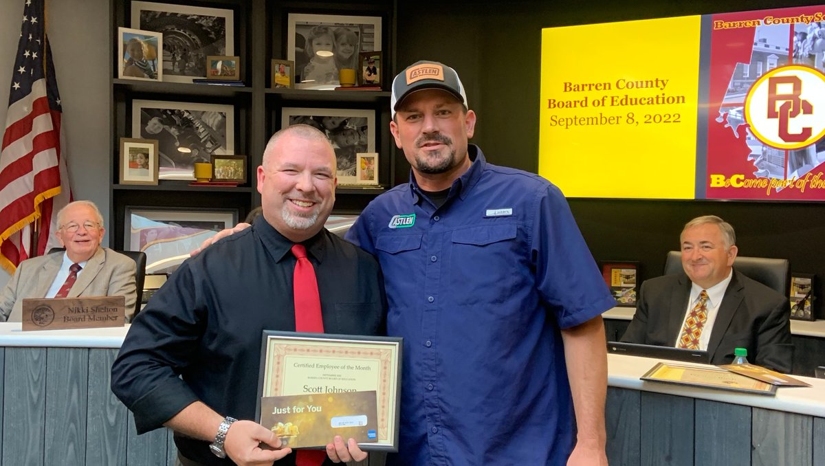 Congratulations to Red Cross STEAM lab teacher Scott Johnson!  He was recognized as the Classified Employee of the Month by the board.  
#WeareBC