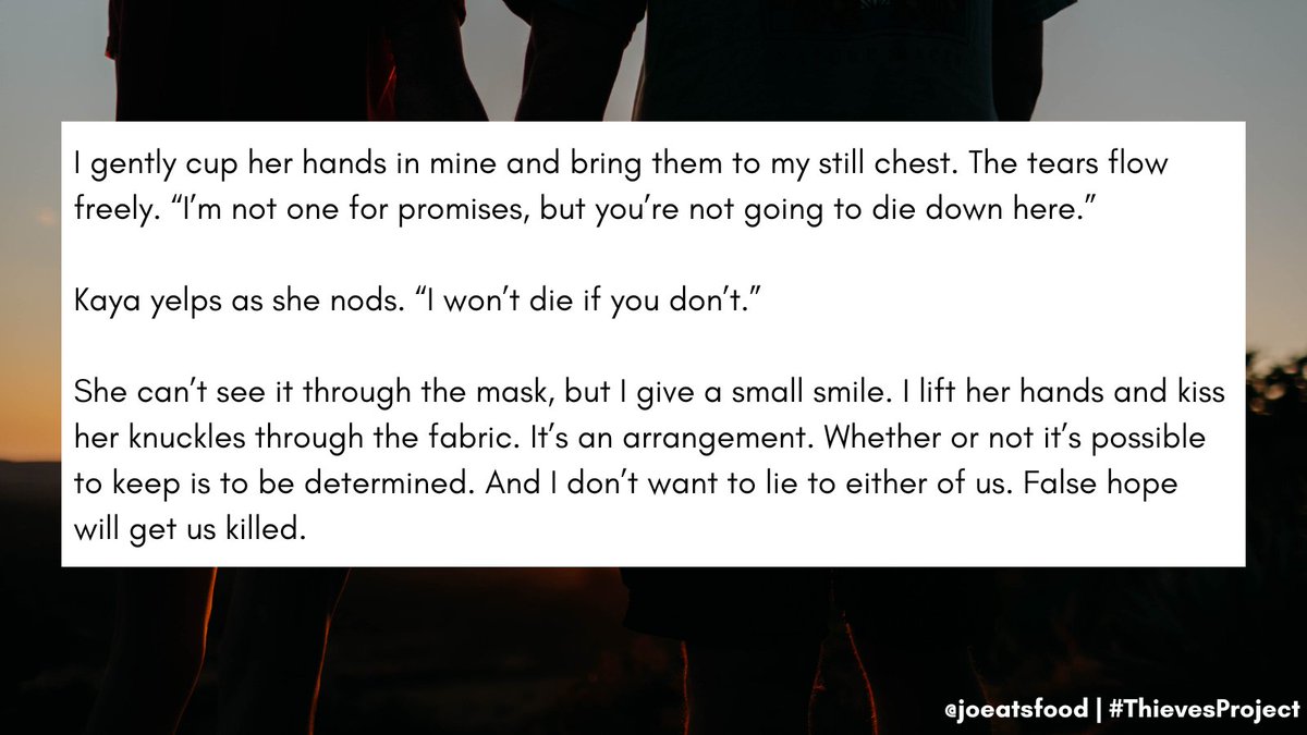 JoEatsFood's tweet photo. Belated #FridayKiss but we have some Kaya-Erroll knuckle kissing in #ThievesProject https://t.co/TTp65lpK9X