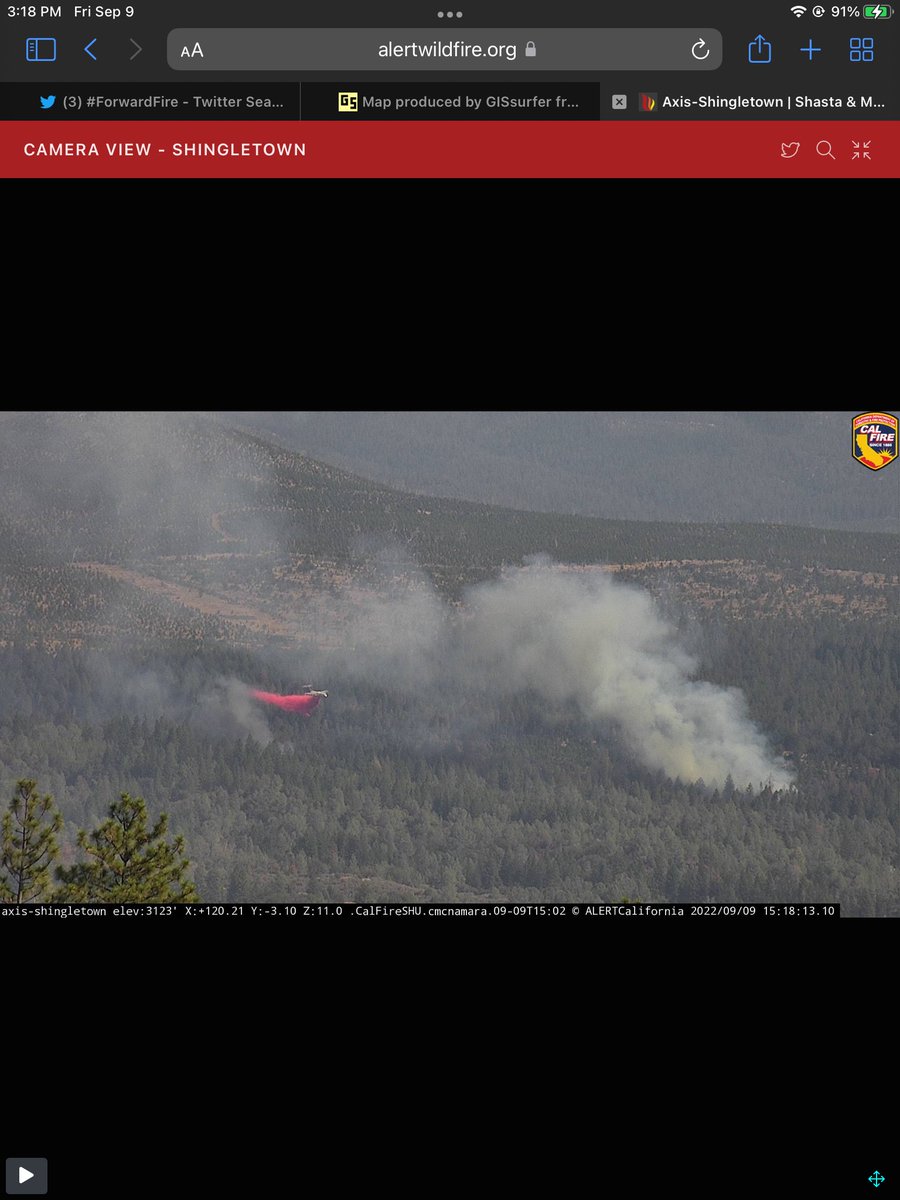 #ForwardFire

Looks like a spot fire ahead of the main fire.  3:15 PM.
Tanker is nailing it!