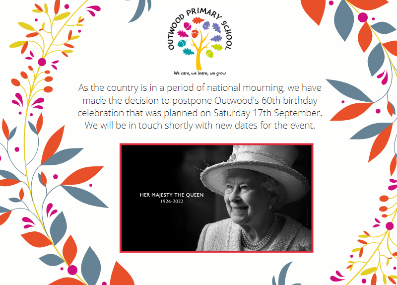 OutwoodPriSch's tweet photo. 👉 Important Announcement 

We have decided to postpone our 60th birthday celebration until further notice, new date to follow ❤️ https://t.co/kW8HLhqQuq