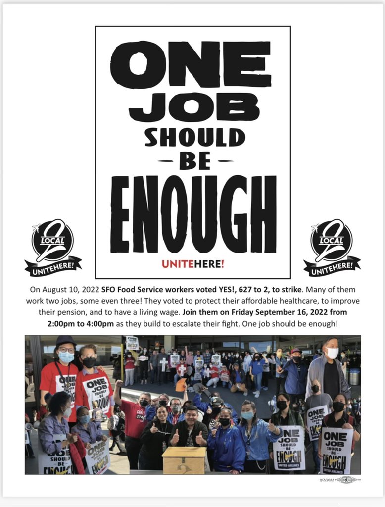 SanMateoLabor's tweet photo. One week from today: 2pm at SFO! @CaliforniaLabor @AFLCIO @sflabor  @TradesSf @Teamsters350 @Teamsters856 @UniteHereLocal2 https://t.co/iJEoeGBQLF