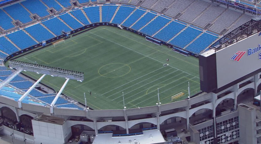 JoeBrunoWSOC9's tweet photo. Via @WSOCChopper9: A look at Bank of America Stadium where the grounds crew is painting soccer and football lines due to the threat of rain @wsoctv https://t.co/9Xk5WCwoKQ