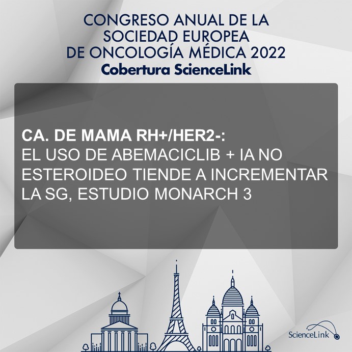 sciencelinkonco's tweet image. #MONARCH3 #Abemaciclib #IAnoesteroideo #CoberturaESMO22 #ScienceLink
Un análisis provisional de los datos del estudio fase III, MONARCH 3, respalda el uso de abemaciclib + IA no esteroideo en pacientes con cáncer de mama avanzado RH+/HER2-.
bit.ly/3x7QSzR