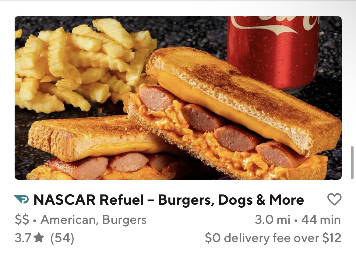 killmefam's tweet photo. Would you eat at nascar refuel every day for a year breakfast lunch and dinner for a million dollars https://t.co/x1CIYL4ndV