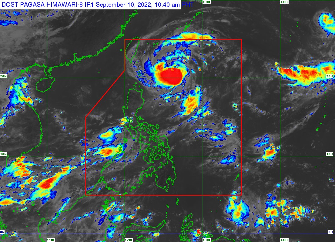 dost_pagasa's tweet photo. TROPICAL CYCLONE BULLETIN NO. 11
Typhoon #IndayPH (MUIFA)
Issued @ 11:00 AM, 10 Sept. 2022
Valid until the next bulletin at 5:00 PM today

“INDAY” INTENSIFIES INTO A TYPHOON WHILE MOVING NORTHWESTWARD OVER THE PHILIPPINE SEA EAST OF EXTREME NORTHERN LUZON https://t.co/zSPKQpNkr9
