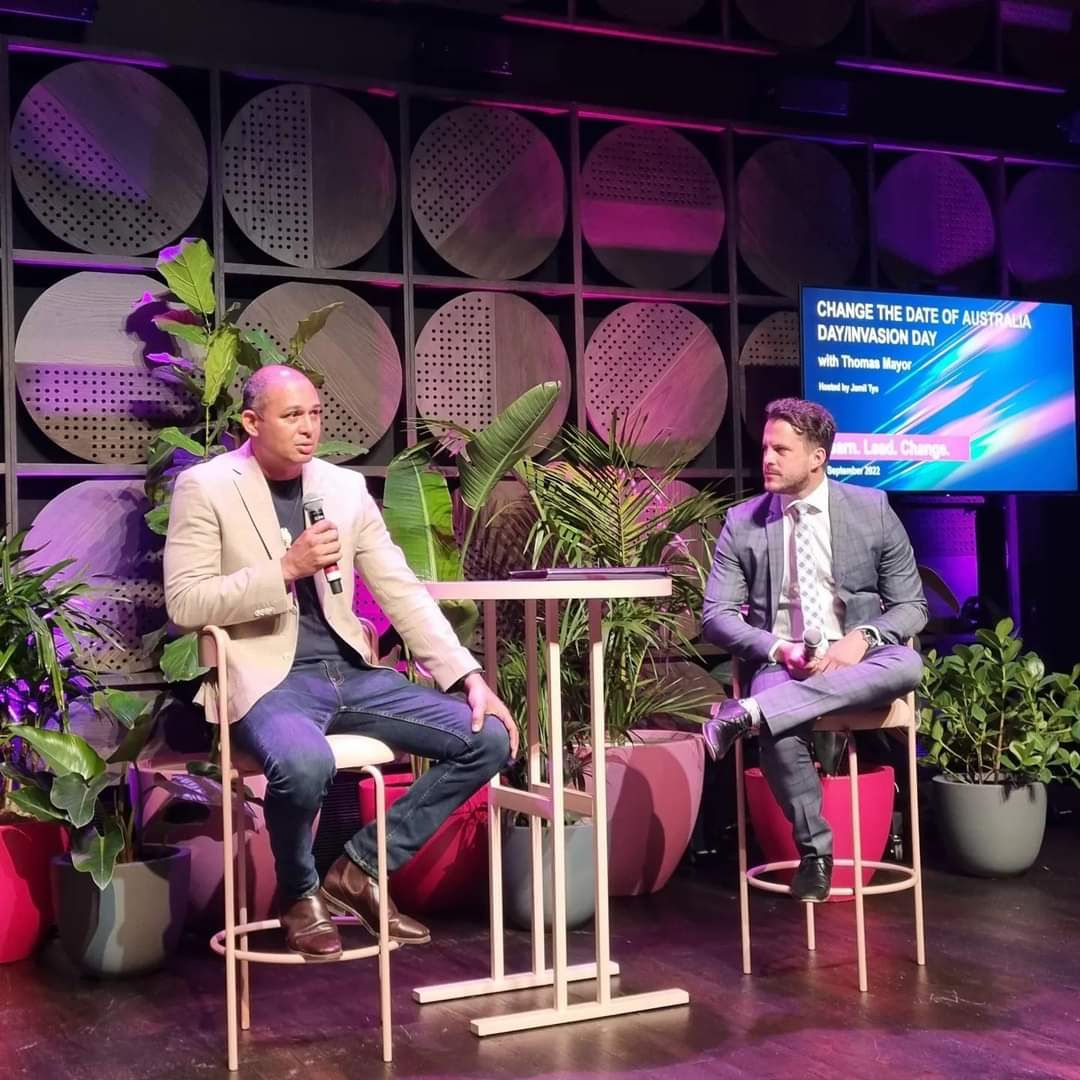 Roanne_JS's tweet photo. @tommayor11 and Director of the William Cooper Institute @MonashUni, Jamil Tye, discussing the importance of constitutional recognition of First Nations peopels and Indigenous voice in Parliament. #LearnLeadChange https://t.co/xTrJxCE0Qp