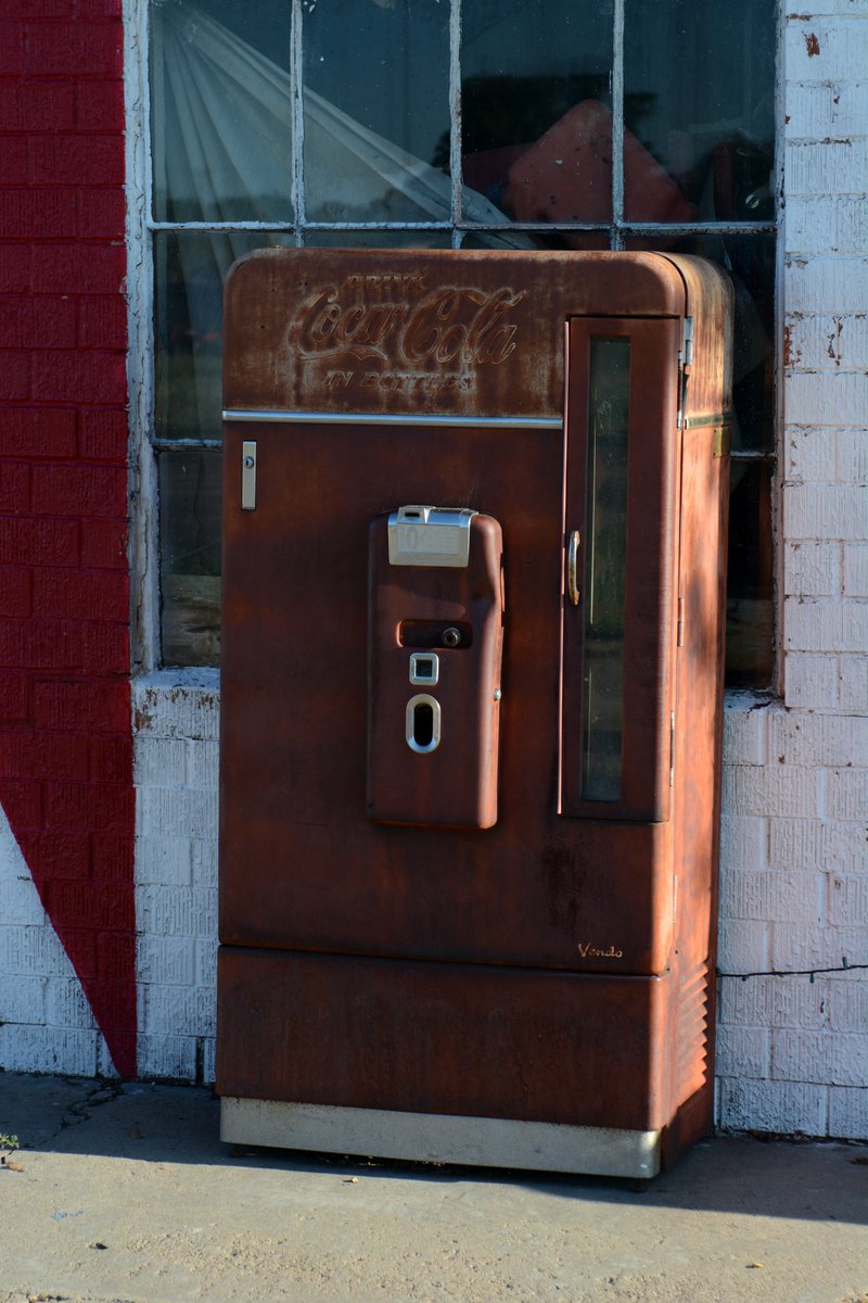 Vending machines were first introduced in the US in 1888 with the first Coke machines introduced in 1929. This  machine appears to be from the mid-1950s.
#vending #vendingmachine #coke #cocacola #cokemachine #drinkvending
#vintage  #rust #patina #decay
#abandoned #rustic