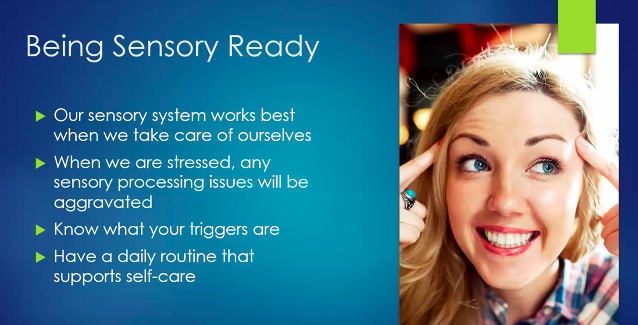 "Our sensory system works when we take good care of ourselves." <a href="/SpectrumBarb/">Barb Cook</a> #NeuroEmploy2022