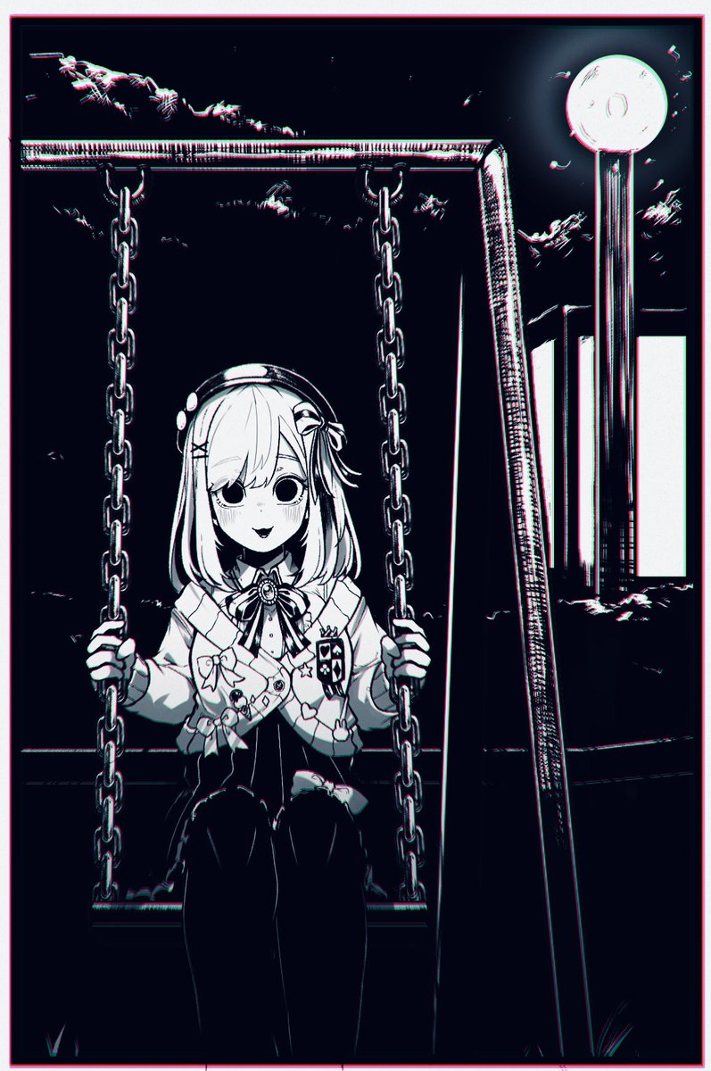 深夜の公園⛲️
 #るるのアトリエ 