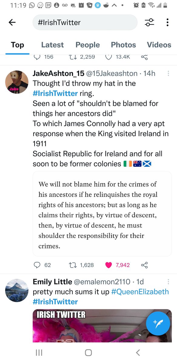 amgeever1's tweet photo. @billythegerbil @justinsanesolo @anti_flag James Connolly said it better than I can, and that's why it's necessary to correct the rose-colored whitewash of the Queen's death. She gave up nothing while enjoying then mind-boggling spoils of empire and oppression #IrishTwitter https://t.co/BJT3wXSNR5
